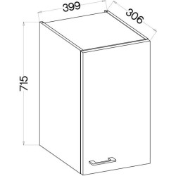 MODENA - Meuble haut - 1 porte - 40 x 31 x 72 cm - Chene artisan / Noir mat