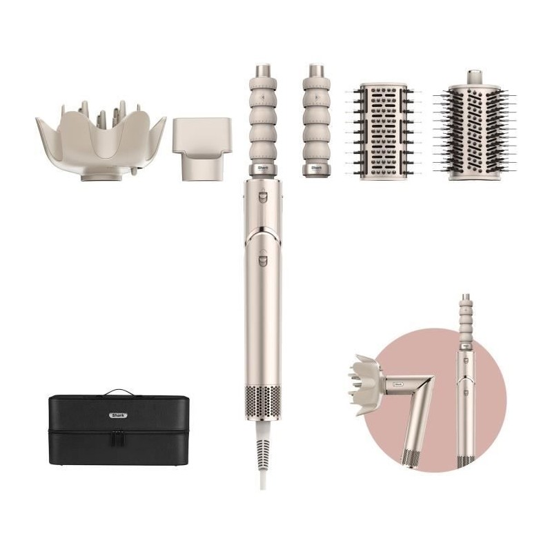 Seche-cheveux & styler 2 en 1 - SHARK FLEXSTYLE - HD446SLEU - 5 accessoires -...