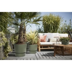 ELHO Pot de fleurs rond Greenville 25 - Extérieur - Ø 24,48 x H 23,31 cm - Ve...