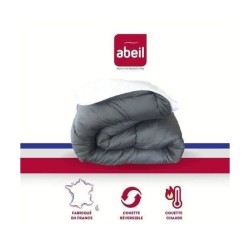 Couette Chaude Bicolore - ABEIL - 240 x 260 cm - Blanc & Gris