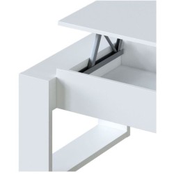 Table basse relevable - Mélaminé blanc  - L 105 x P 55 x H 45 cm NOVA