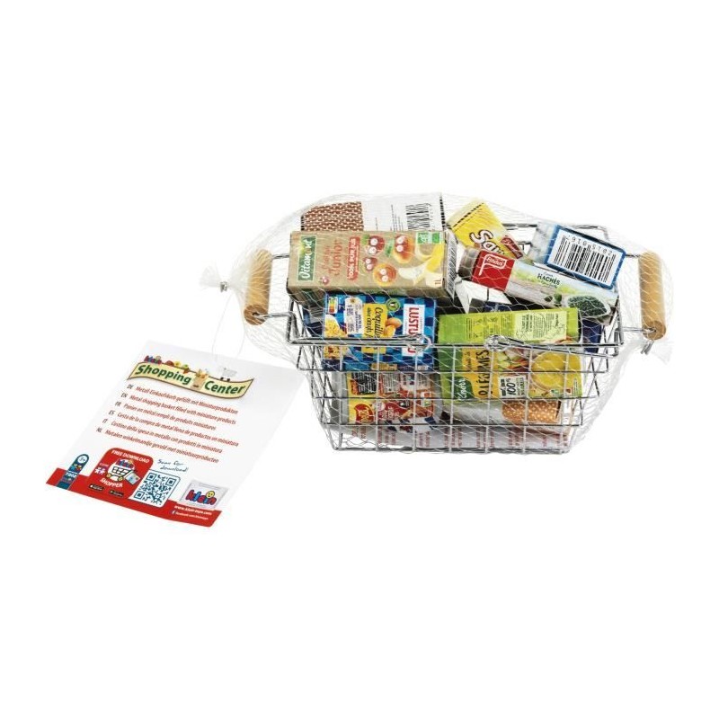 Jouet d'épicerie - KLEIN - Panier a provisions en métal garni de boîtes - Gar...