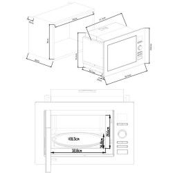 Micro ondes grill encastrable CONTINENTAL EDISON CEMO25GINE Noir Inox L59,5 x...