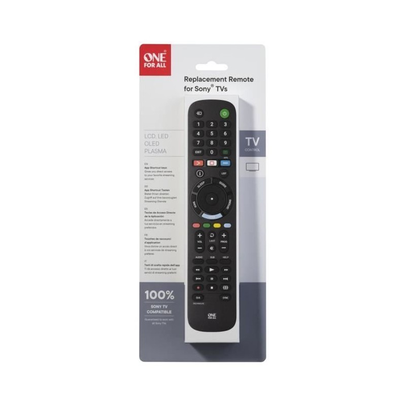 ONE FOR ALL URC4912 - Télécommande de remplacement pour TV Sony