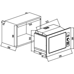 Micro-ondes grill encastrable CONTINENTAL EDISON CEMO25GEB2 Noir L59,5 x H38,...