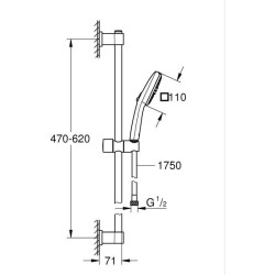 Ensemble de douche avec pommeau 2 jets, barre et flexible - GROHE Vitalio Com...