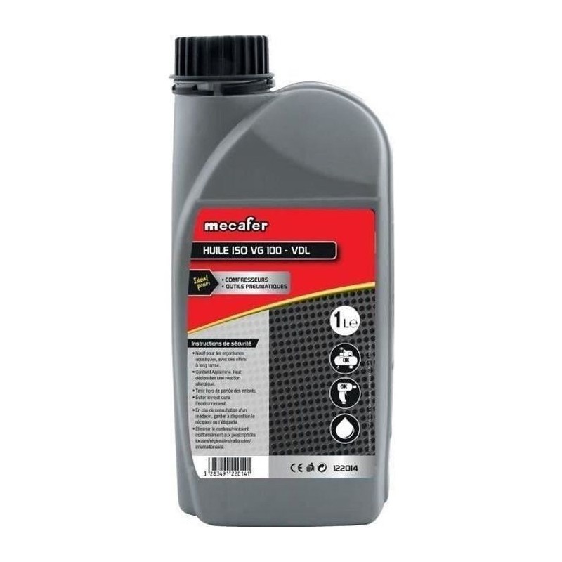Huile pour compresseur MECAFER - 1L - Huile minérale - ISO VG100 - Lubrifier