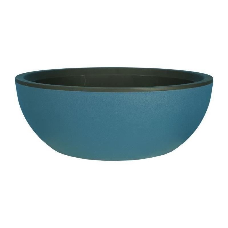 Bac a fleurs rond - RIVIERA - Coupe GRANIT - Plastique - D40xH15 cm - Bleu