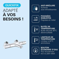 GROHE Mitigeur thermostatique Bain / Douche Precision Trend, protection anti-...