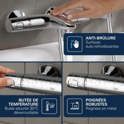 GROHE Mitigeur thermostatique Bain / Douche Precision Trend, protection anti-...