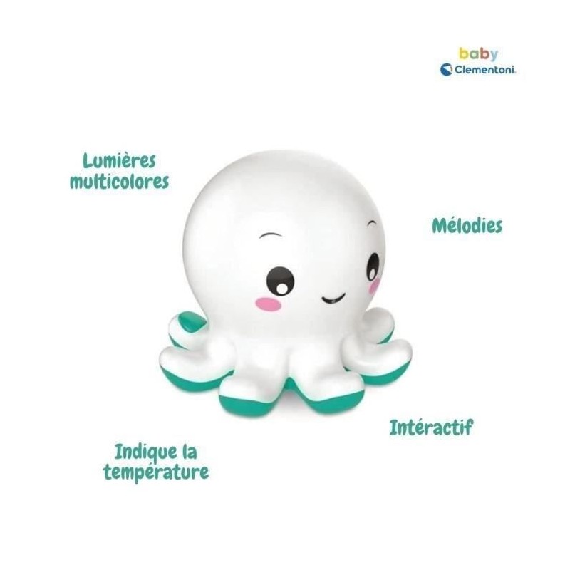 Jouet de bain interactif Baby Clementoni - Colin le poulpe lumineux et musical
