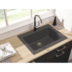 STRADOUR Evier cuisine a encastrer 1 bac sans égouttoir Hexo - Résine - 66 x ...