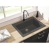 STRADOUR Evier cuisine a encastrer 1 bac sans égouttoir Hexo - Résine - 66 x ...