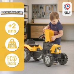 Tracteur a pédales FALK SuperBuilder - capot ouvrant et remorque - pour enfan...