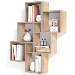 FMD Etagere Murale avec 8 Compartiments Couleur Chene Tablette Salon Rangemen...