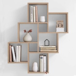 FMD Etagere Murale avec 8 Compartiments Couleur Chene Tablette Salon Rangemen...