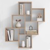 FMD Etagere Murale avec 8 Compartiments Couleur Chene Tablette Salon Rangemen...