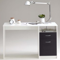 Bureau JACKSON - Décor blanc P/noir - L123 x H76,5 x P50 cm - Fabriqué en All...