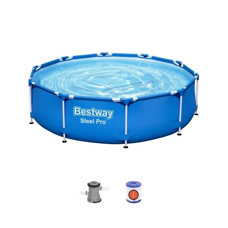 Kit Piscine hors sol tubulaire BESTWAY - Steel Pro™ - 305 x 76 cm - Ronde (Li...