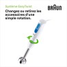 Pied mixeur BRAUN MQ20.001M - Moteur 600 W - 2 vitesses - Systeme