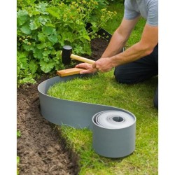 Bordure de jardin - NATURE - Gris - PE recyclé, épaisseur 3 mm - H15 cm x 10 ...