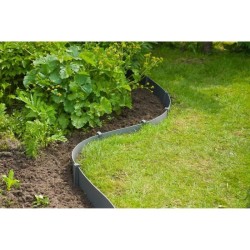Bordure de jardin - NATURE - Gris - PE recyclé, épaisseur 3 mm - H15 cm x 10 ...
