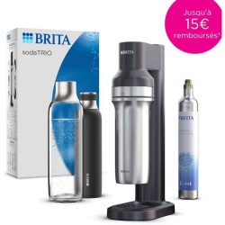 Machine a soda BRITA - SodaTRIO Noire - 1 Bouteille 1L et 1 Cylindre de CO2 i...