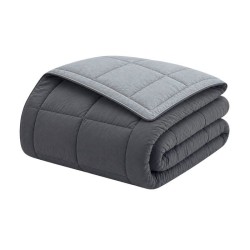 HUDSON - Couette Légere Microfibre - 200gr/m2 - Gris & Argent - 240 x 260 cm