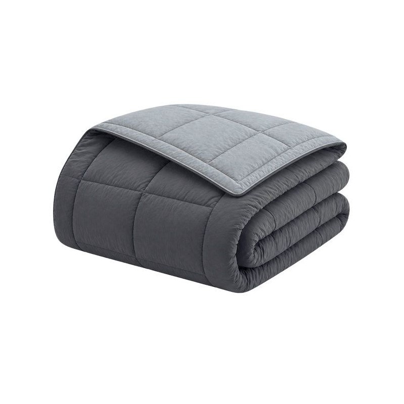 HUDSON - Couette Légere Microfibre - 200gr/m2 - Gris & Argent - 240 x 260 cm