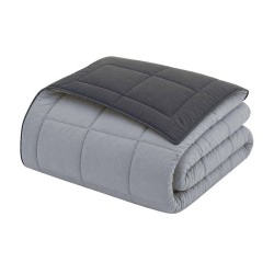 HUDSON - Couette Légere Microfibre - 200gr/m2 - Gris & Argent - 240 x 260 cm