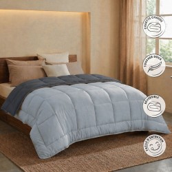 HUDSON - Couette Légere Microfibre - 200gr/m2 - Gris & Argent - 240 x 260 cm