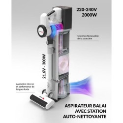 Aspirateur balai sans fil 2 en 1 - FAGOR - FG6415 - 300W - Avec base auto net...