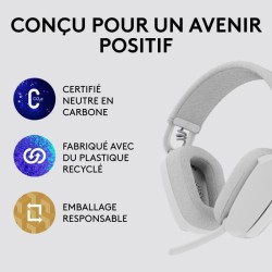 Casque - Sans fil - Logitech - Zone Vibe 100 - Bluetooth - Anti-parasite - Blanc