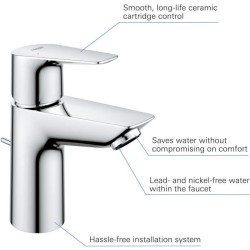 Mitigeur monocommande Lavabo GROHE - Taille S - Métal - Droit - Economie d'ea...