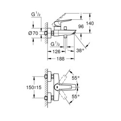 Mitigeur Bain/Douche GROHE Start - Chromé - Inverseur automatique - Economie ...