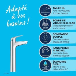 Mitigeur monocommande vasque a poser - GROHE Swift - 24331001 - Chromé - Tail...