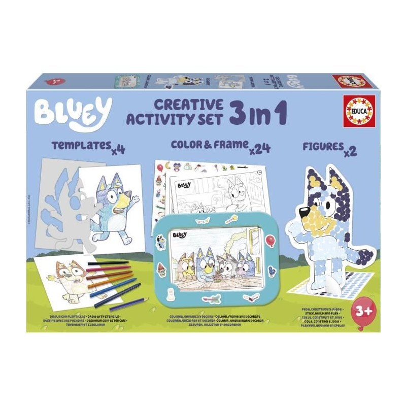 Set créatif - EDUCA - Décoration et modelage des personnages Bluey - 3 activi...