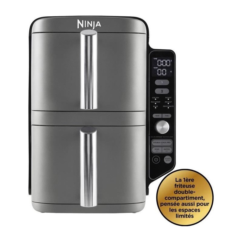Friteuse sans huile NINJA - Double Stack XL SL400EU - Capacité 9,5L - 6 progr...