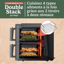 Friteuse sans huile NINJA - Double Stack XL SL400EU - Capacité 9,5L - 6 progr...