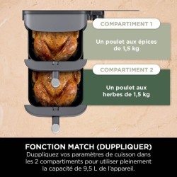 Friteuse sans huile NINJA - Double Stack XL SL400EU - Capacité 9,5L - 6 progr...