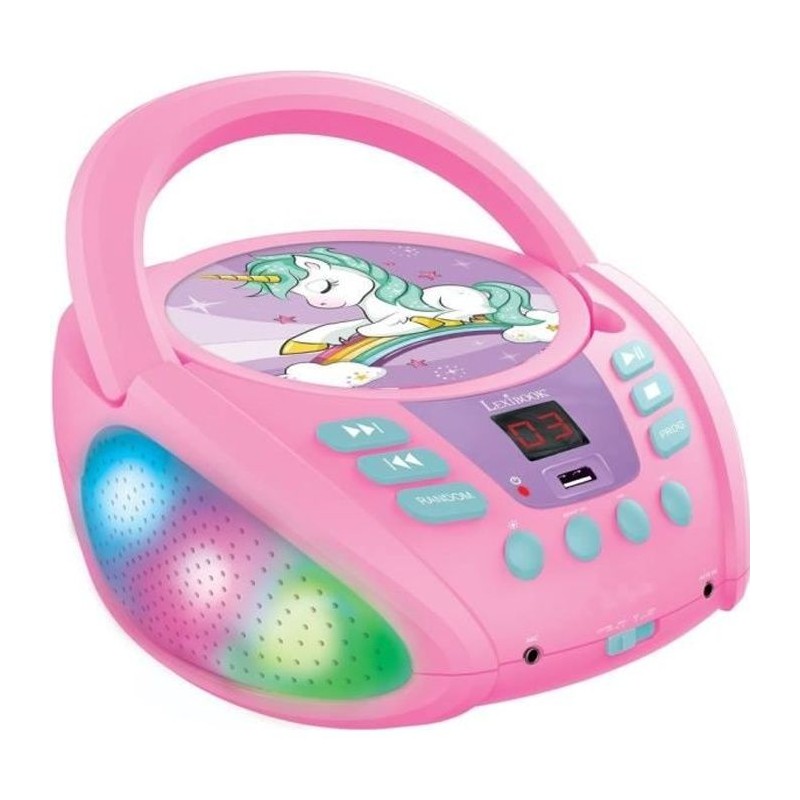 Lecteur CD Portable Bluetooth Licorne - LEXIBOOK - Effets Lumineux - USB - En...