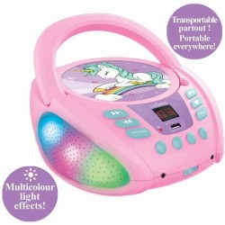 Lecteur CD Portable Bluetooth Licorne - LEXIBOOK - Effets Lumineux - USB - En...