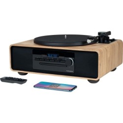 Micro-chaîne Bluetooth avec platine - THOMSON - Noir/Bois - Radio FM/CD/MP3/U...