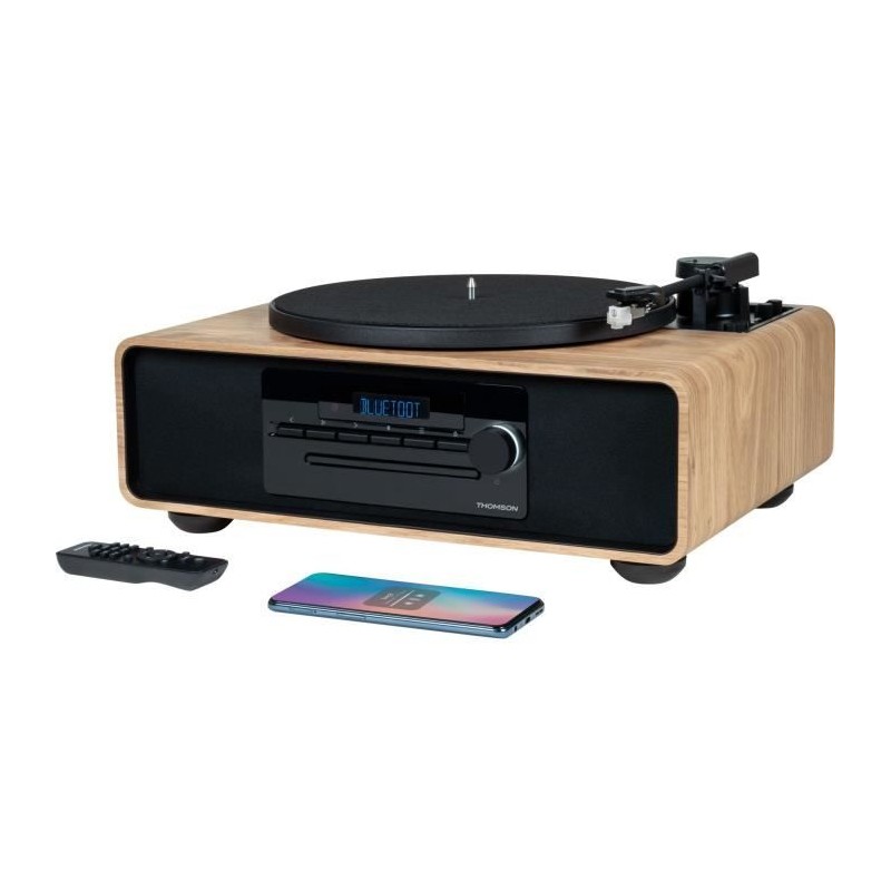Micro-chaîne Bluetooth avec platine - THOMSON - Noir/Bois - Radio FM/CD/MP3/U...