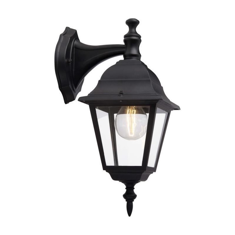 Applique extérieure descendante BRILLIANT NEWPORT - noir métal/verre E27 1x60W