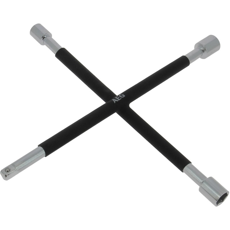 Clé en croix démonte-roue 3 douilles : 17/19/21mm et carré 1/2 - AEG - mousse...