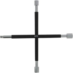 Clé en croix démonte-roue 3 douilles : 17/19/21mm et carré 1/2 - AEG - mousse...