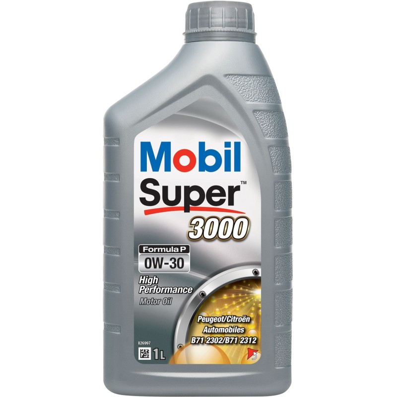 Huile moteur 0W-30 Synthétique - MOBIL - Super 3000 - Formula-P -bidon 1L -  ...