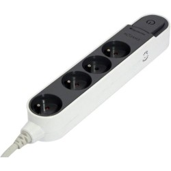 Multiprise - CHACON - Bloc multiprise parafoudre avec interrupteur 4 prises -...