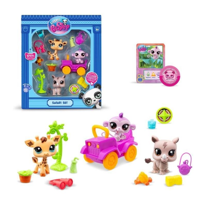 BANDAI - Littlest Pet Shop - Pack Safari - 3 animaux et accessoires - BF00524